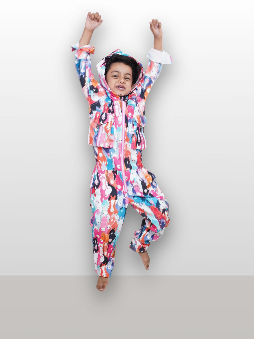 Multi color horse hoodie jumpsuit(set of 1)