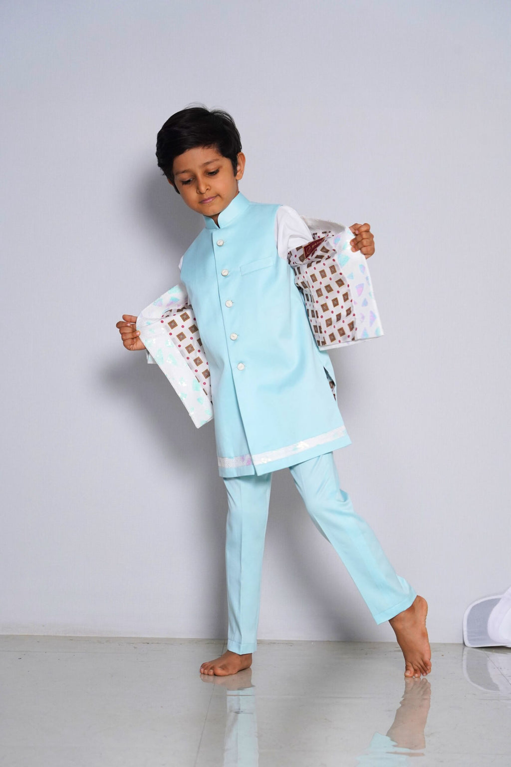 Pastel Prince – Boys’ Kurta Jacket (set of 3)