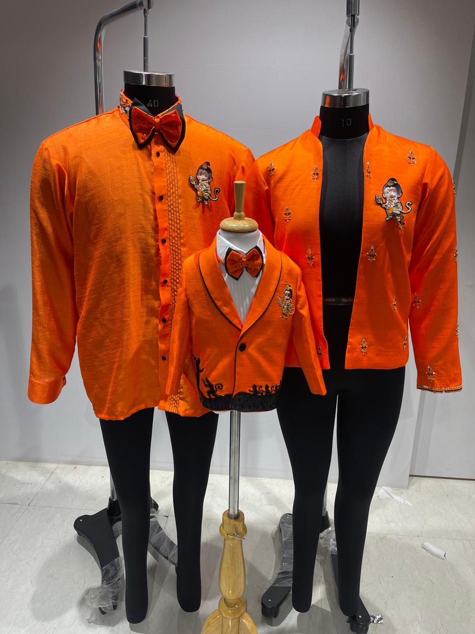 Hanuman Theme Family Twinning Outfits – Customized & Handcrafted
