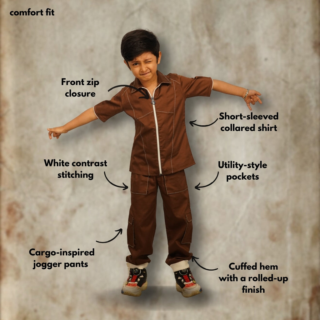 Boys Party comfort wear brown co-ord set