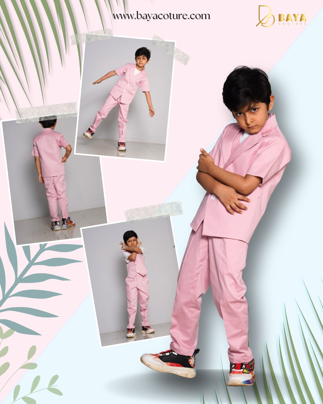 Boys comfort fit pink half blazer set