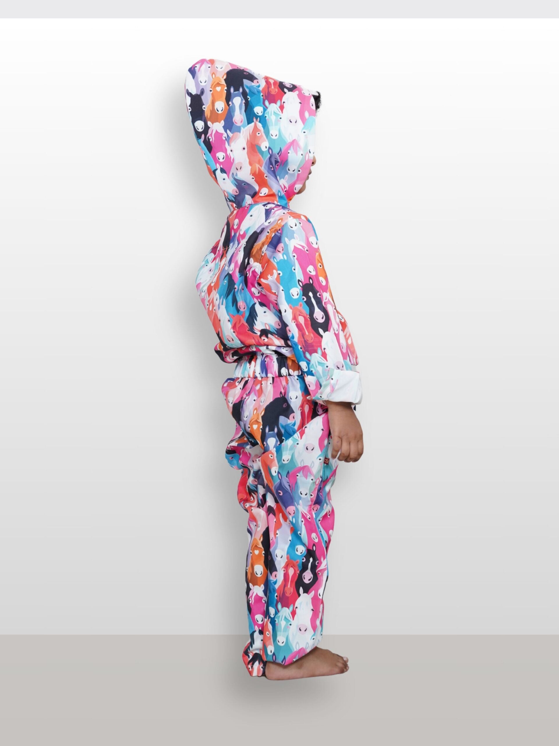Multi color horse hoodie jumpsuit(set of 1)