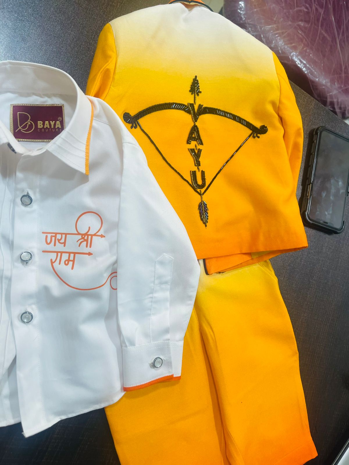 Handcrafted hanumanji tuxedo set (set of 4)