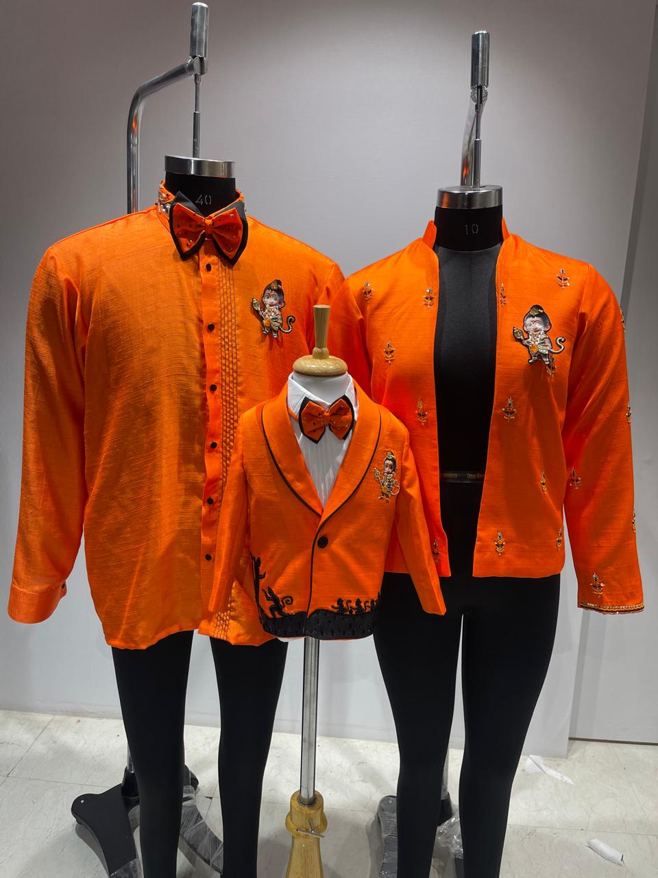 Hanuman Theme Family Twinning Outfits – Customized & Handcrafted