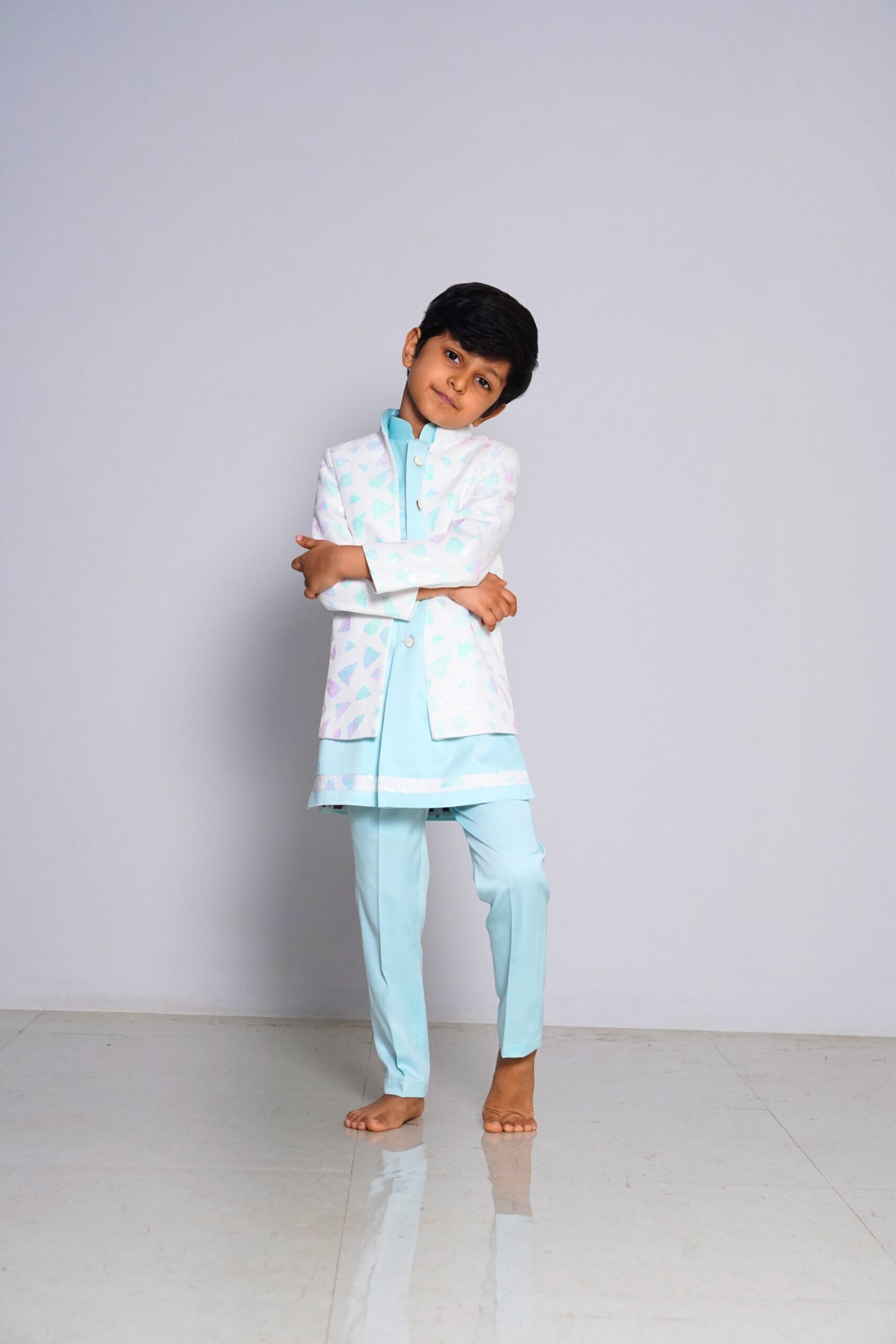 Pastel Prince – Boys’ Kurta Jacket (set of 3)