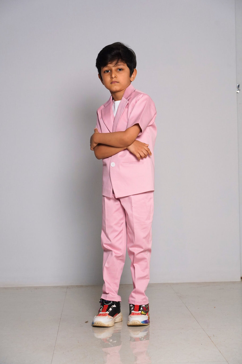 Boys comfort fit pink half blazer set