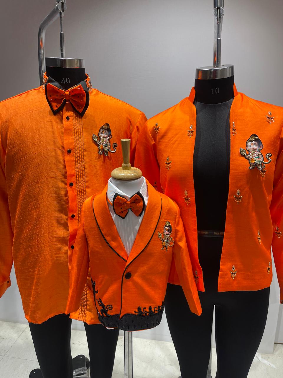 Hanuman Theme Family Twinning Outfits – Customized & Handcrafted