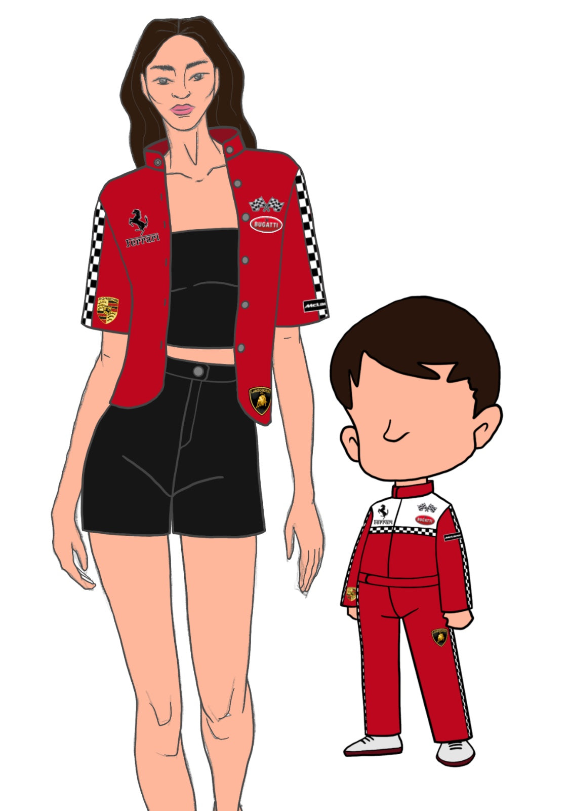 Mom son car racing twinning outfit