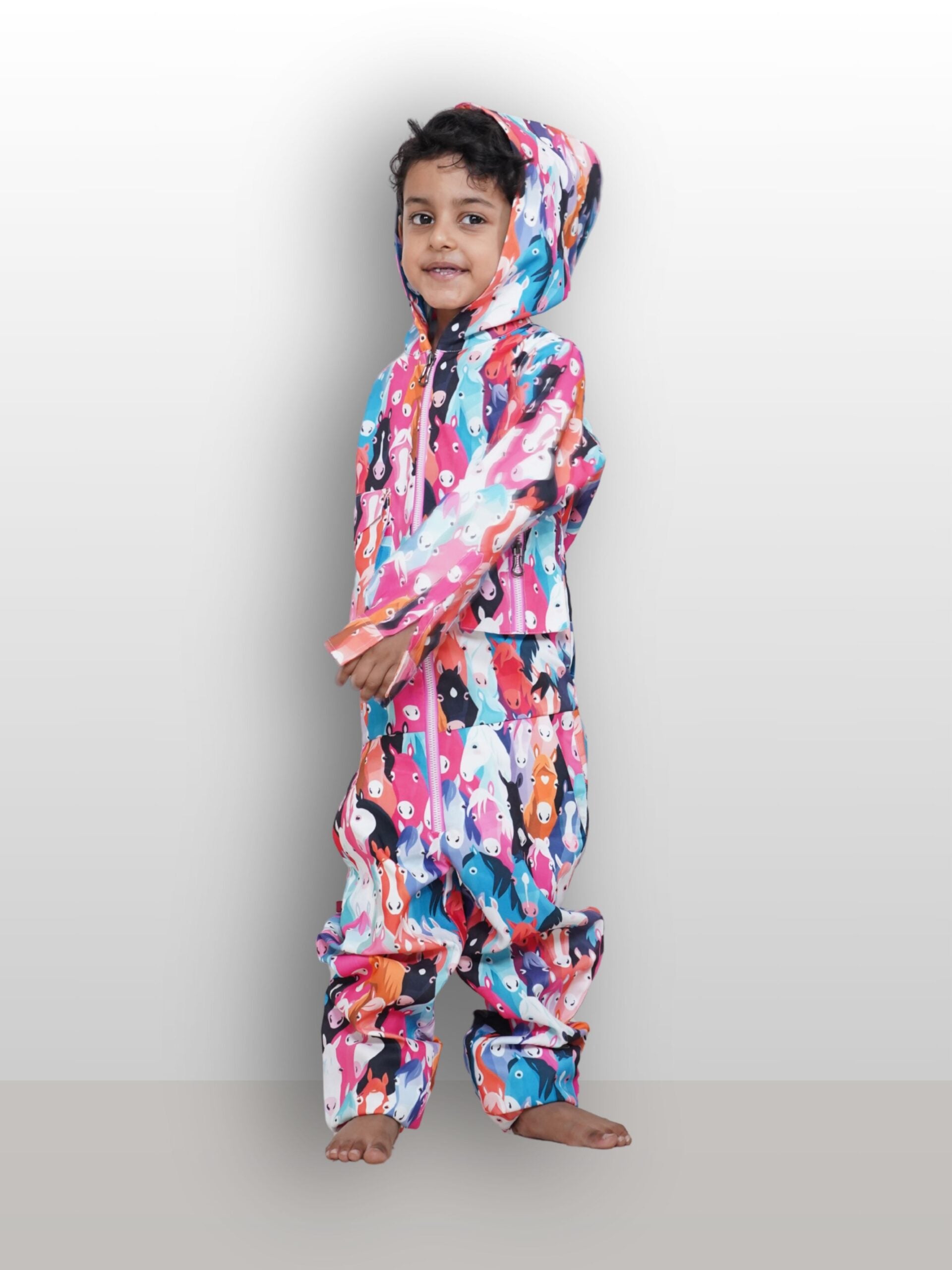 Multi color horse hoodie jumpsuit(set of 1)