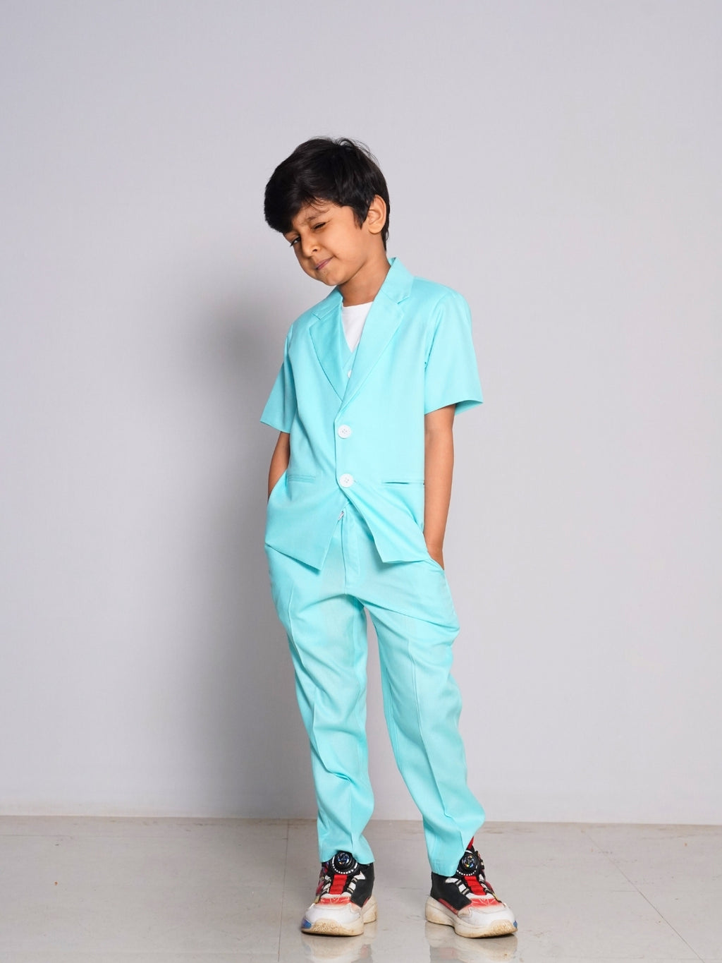 Boys Aqua Blue Kids 2pc Suit set