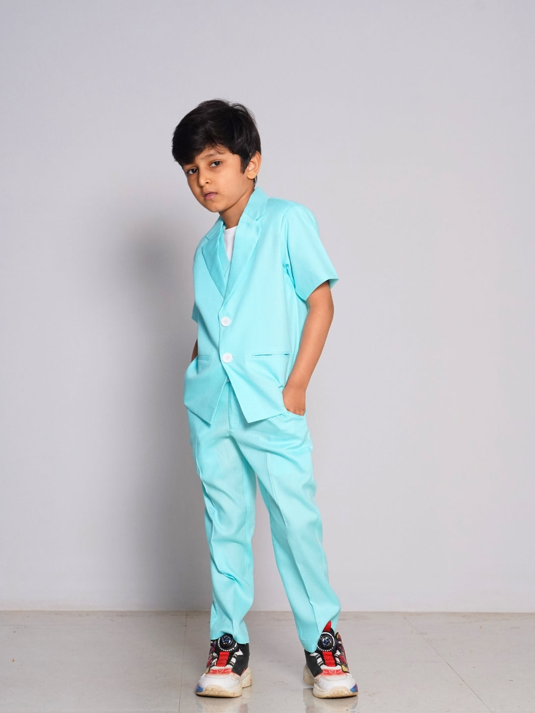 Boys Aqua Blue Kids 2pc Suit set