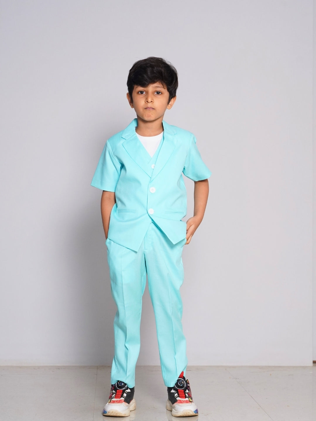Boys Aqua Blue Kids 2pc Suit set