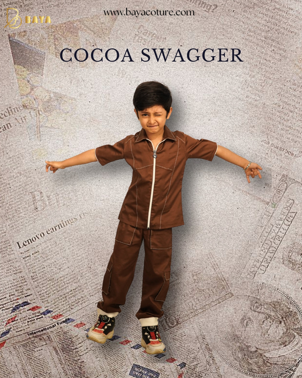 Boys Party comfort wear brown co-ord set