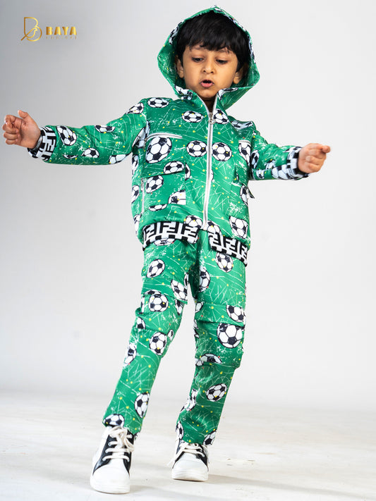 GREEN FOOTBALL HOODIE CO-ORD SET