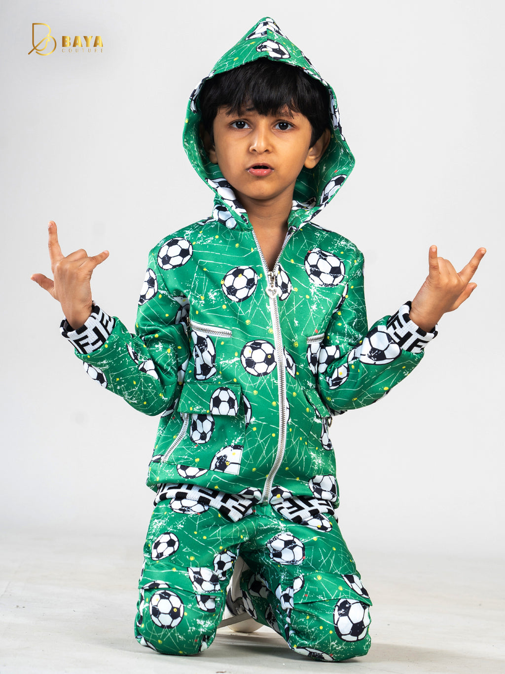 GREEN FOOTBALL HOODIE CO-ORD SET