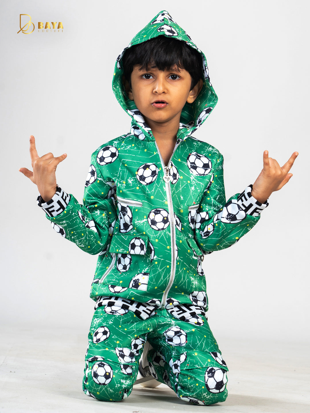 GREEN FOOTBALL HOODIE CO-ORD SET