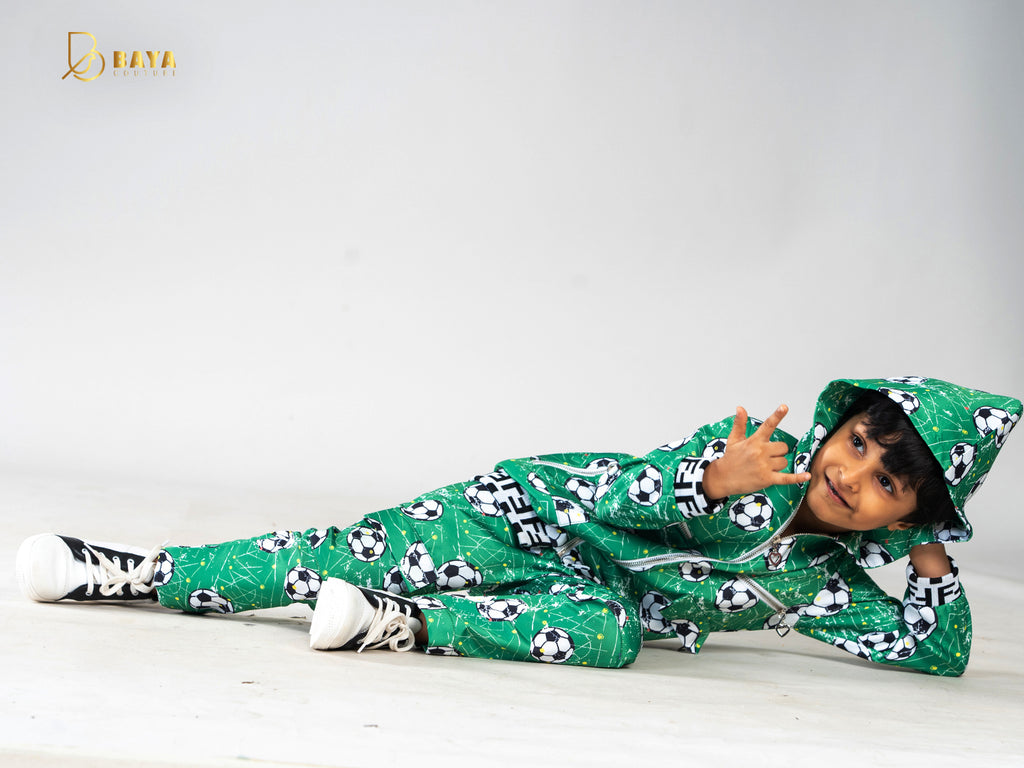 GREEN FOOTBALL HOODIE CO-ORD SET