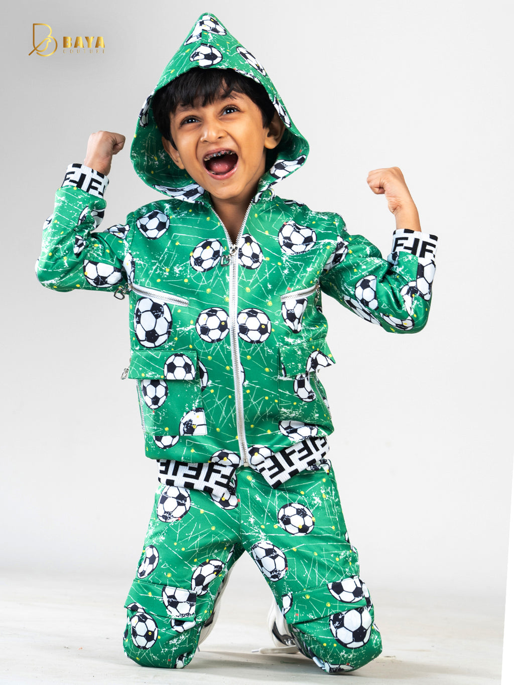 GREEN FOOTBALL HOODIE CO-ORD SET