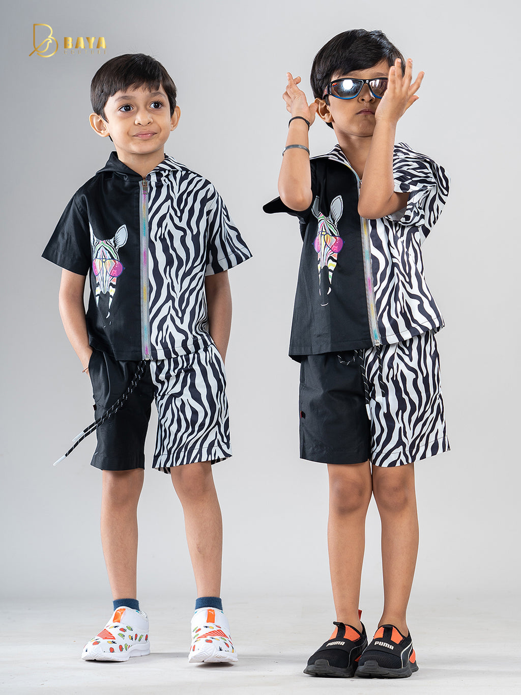 BLACK ZEBRA HALF-AND-HALF CO-ORD SET