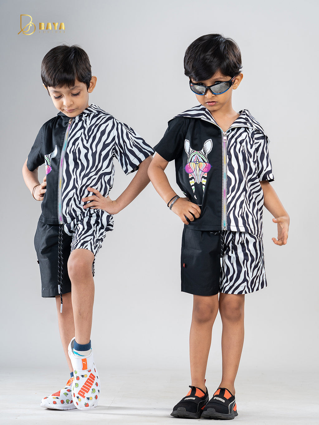 BLACK ZEBRA HALF-AND-HALF CO-ORD SET