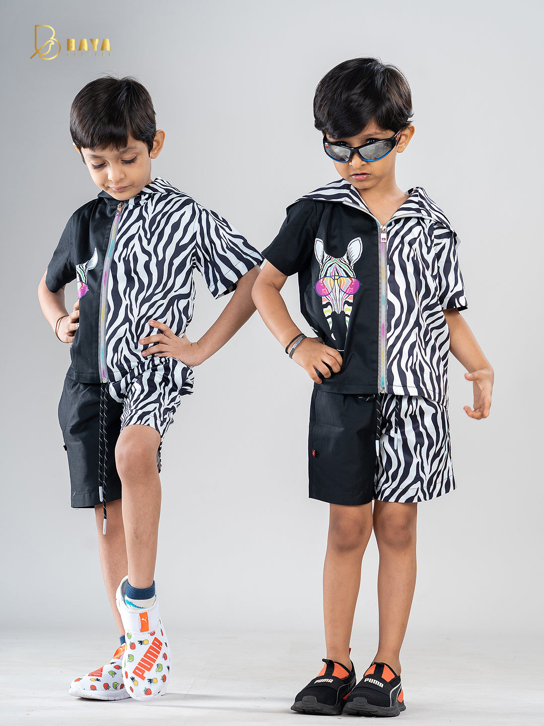 BLACK ZEBRA HALF-AND-HALF CO-ORD SET