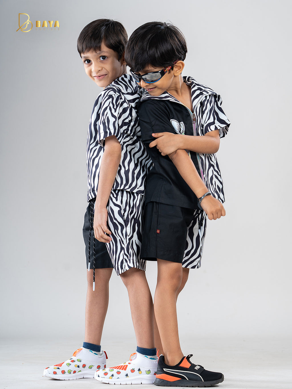 BLACK ZEBRA HALF-AND-HALF CO-ORD SET