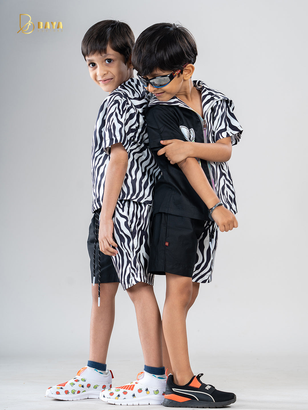 BLACK ZEBRA HALF-AND-HALF CO-ORD SET