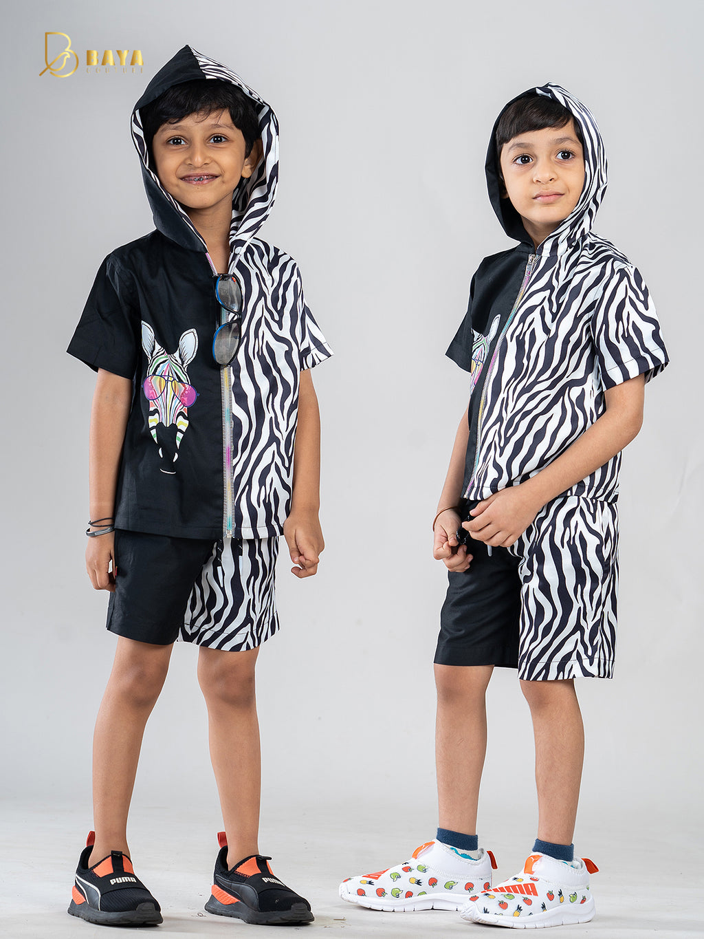 BLACK ZEBRA HALF-AND-HALF CO-ORD SET