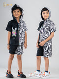 BLACK ZEBRA HALF-AND-HALF CO-ORD SET