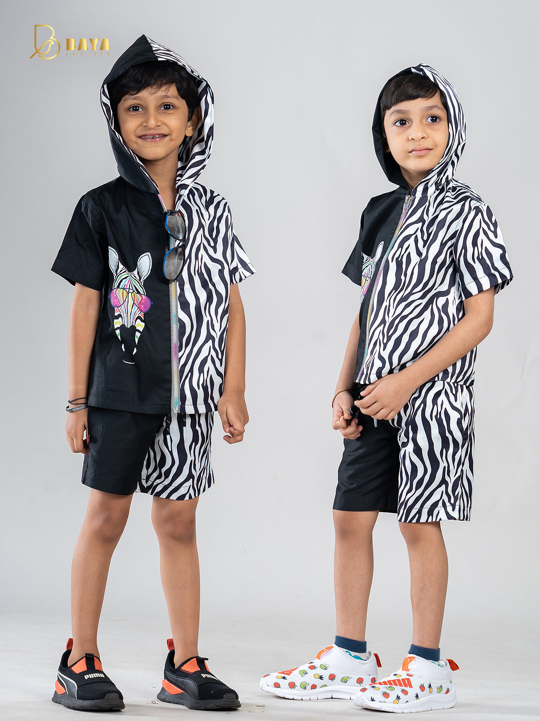 BLACK ZEBRA HALF-AND-HALF CO-ORD SET