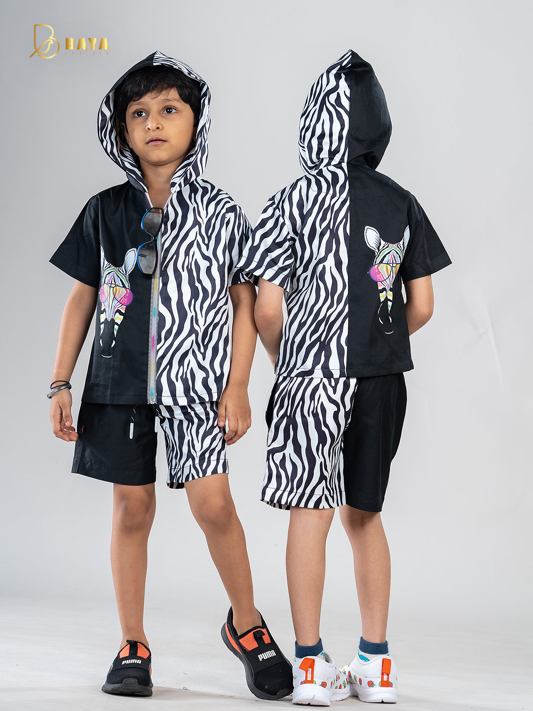 BLACK ZEBRA HALF-AND-HALF CO-ORD SET