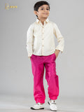 PINK AND OFF-WHITE COTTON SHIRT SET
