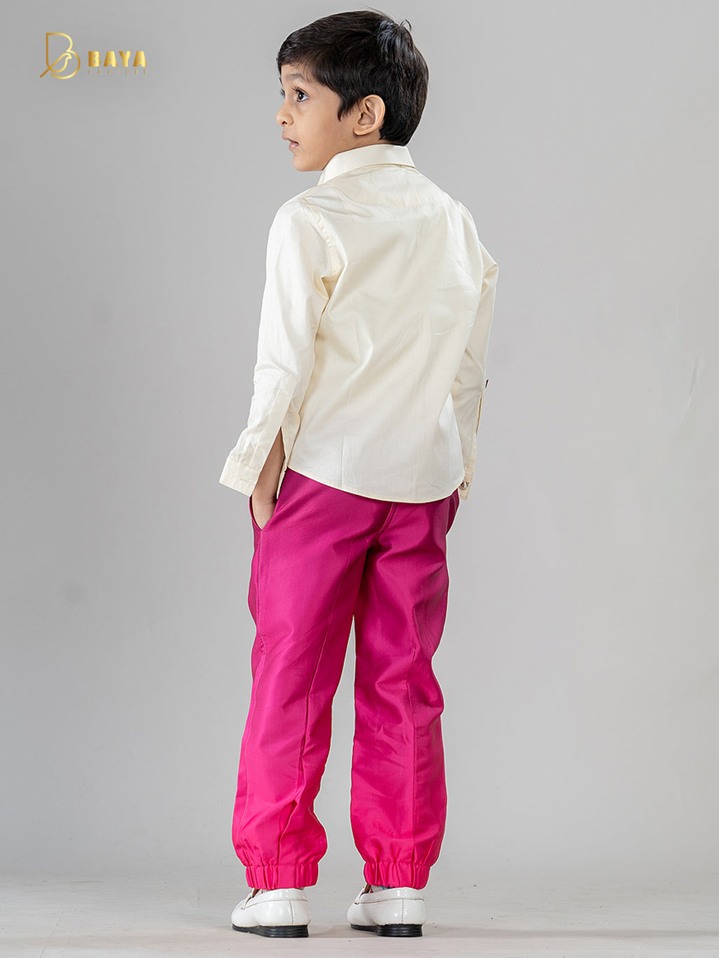 PINK AND OFF-WHITE COTTON SHIRT SET