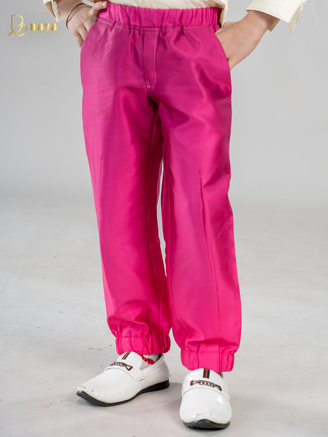 PINK AND OFF-WHITE COTTON SHIRT SET