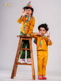 YELLOW SPIKED DINO HOODIE BLAZER SET