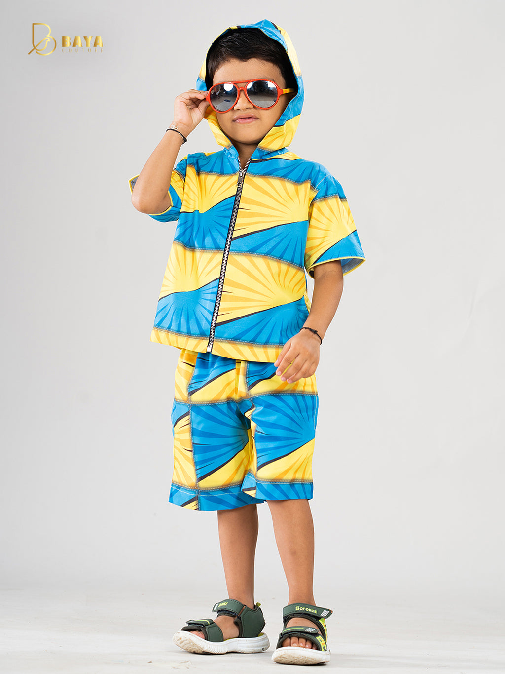 YELLOW BLUE COMIC CO-ORD SET