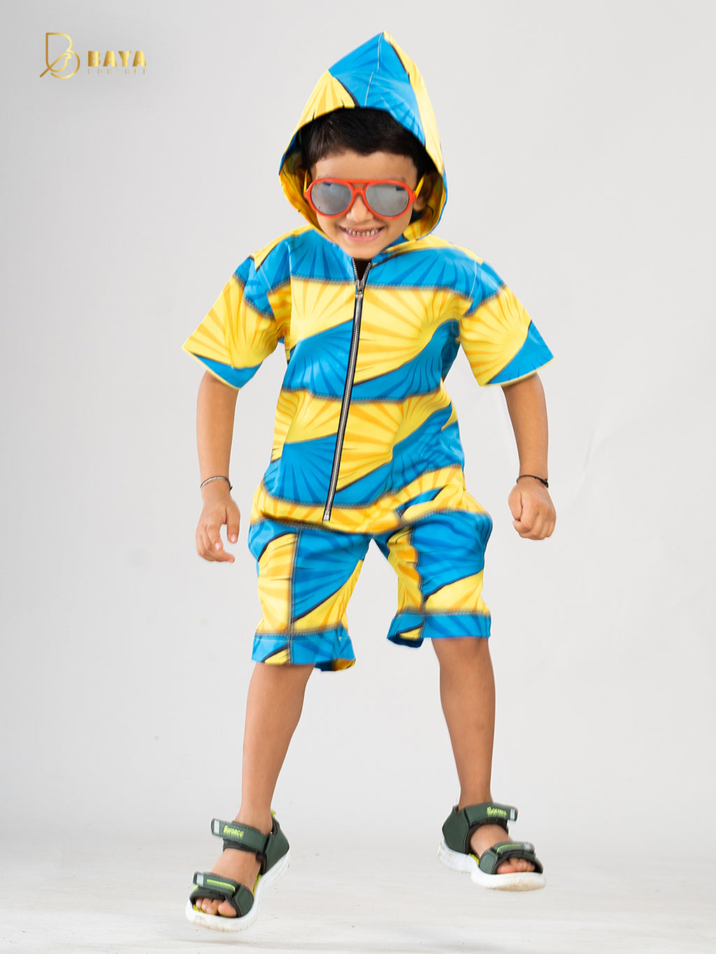 YELLOW BLUE COMIC CO-ORD SET