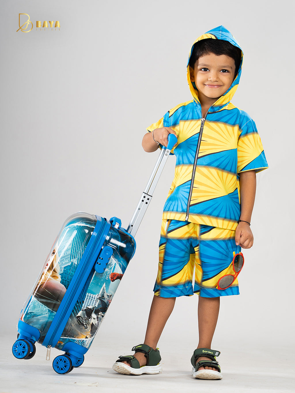 YELLOW BLUE COMIC CO-ORD SET