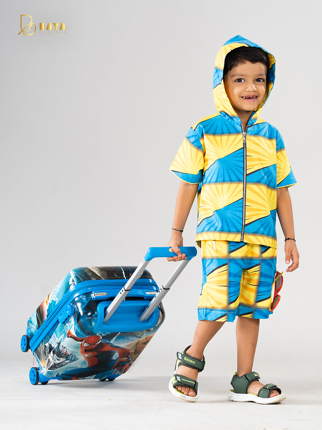 YELLOW BLUE COMIC CO-ORD SET