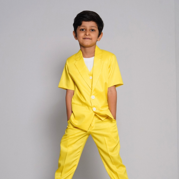 Comfort fit Yellow Kids Suit | Birthday & Party Outfit (2pc set)