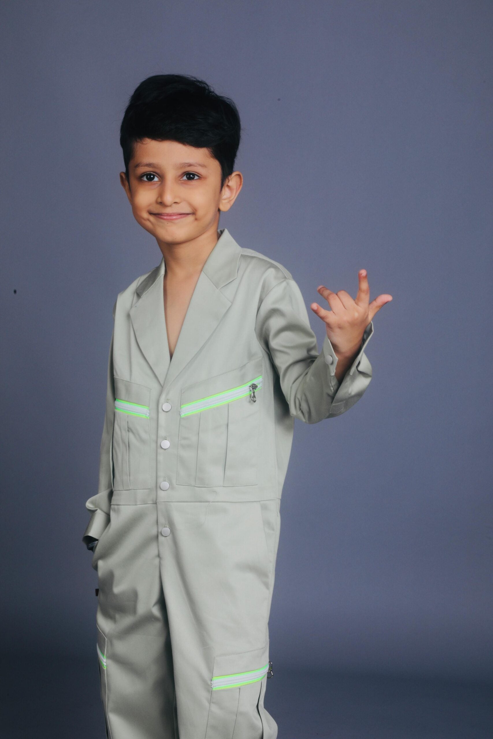 Boys notched lapel jumpsuit