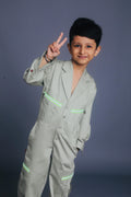 Boys notched lapel jumpsuit