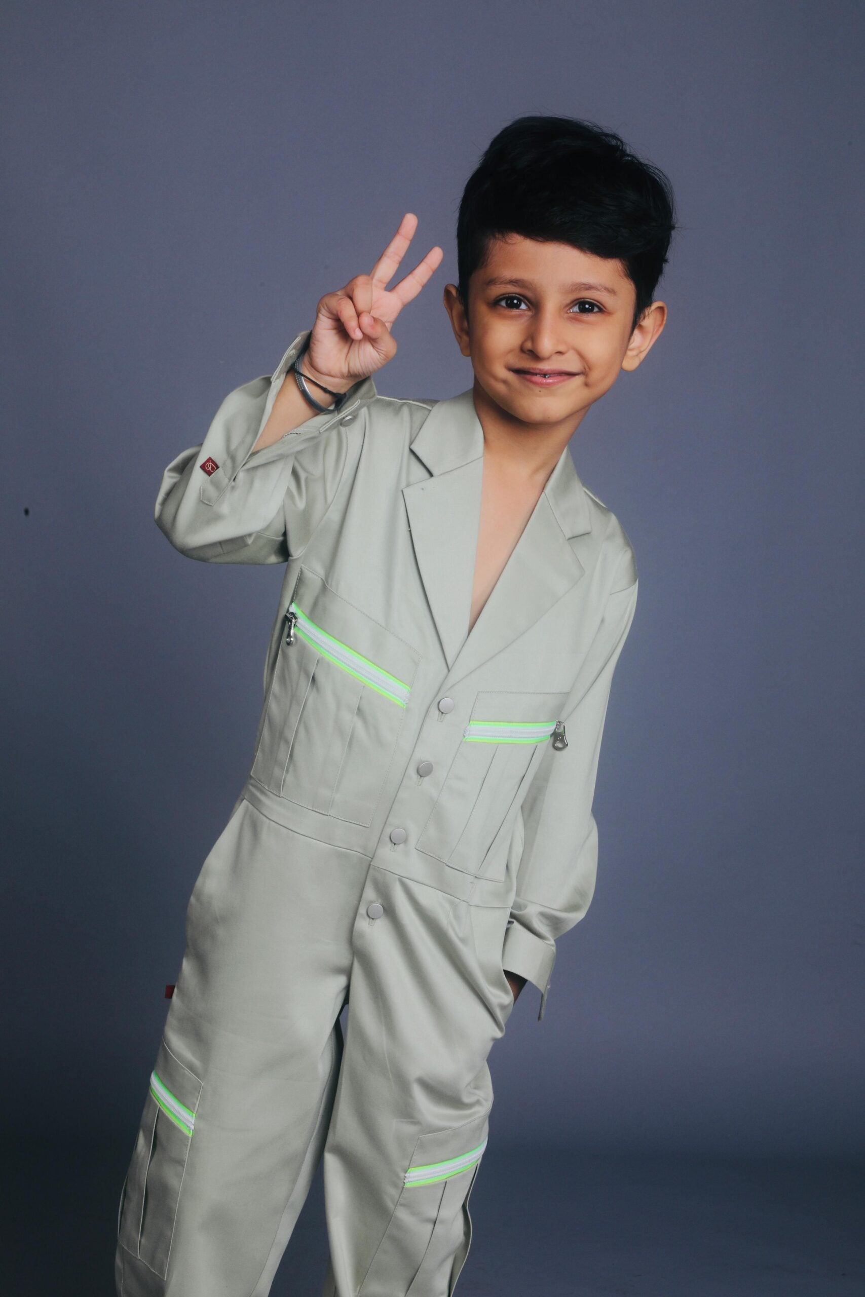 Boys notched lapel jumpsuit
