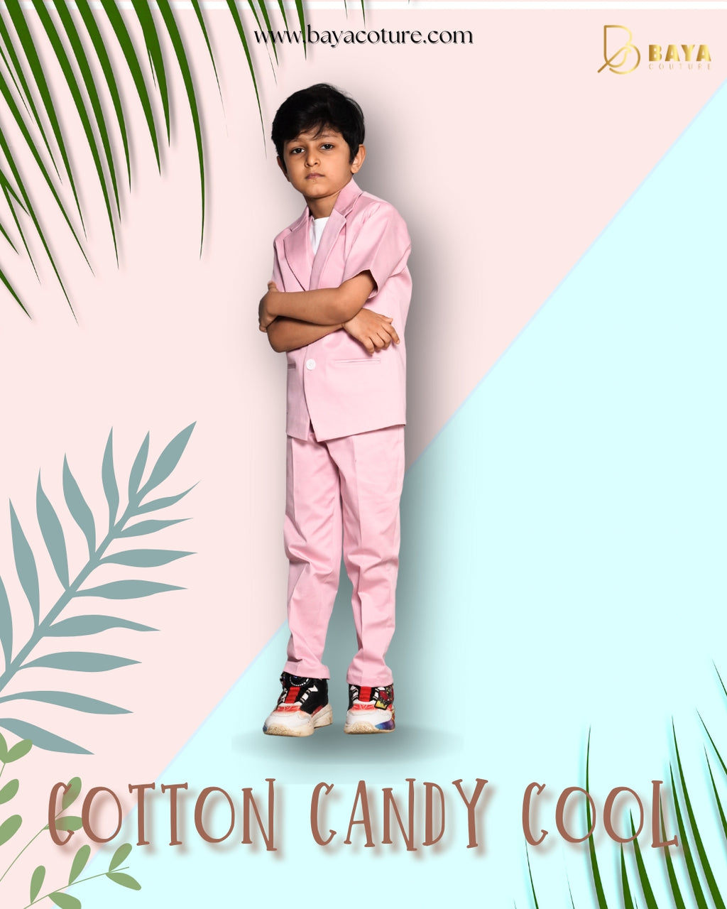 Boys comfort fit pink half blazer set