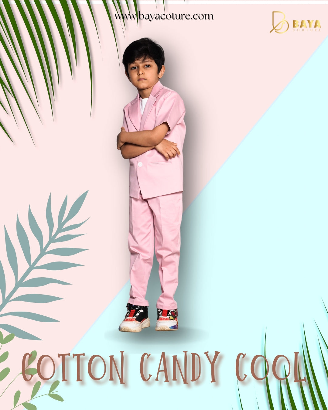 Boys comfort fit pink half blazer set