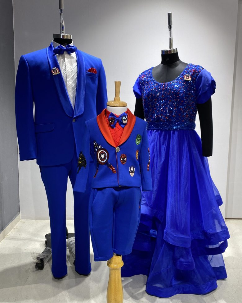 Super hero theme family twinning Handcrafted outfits