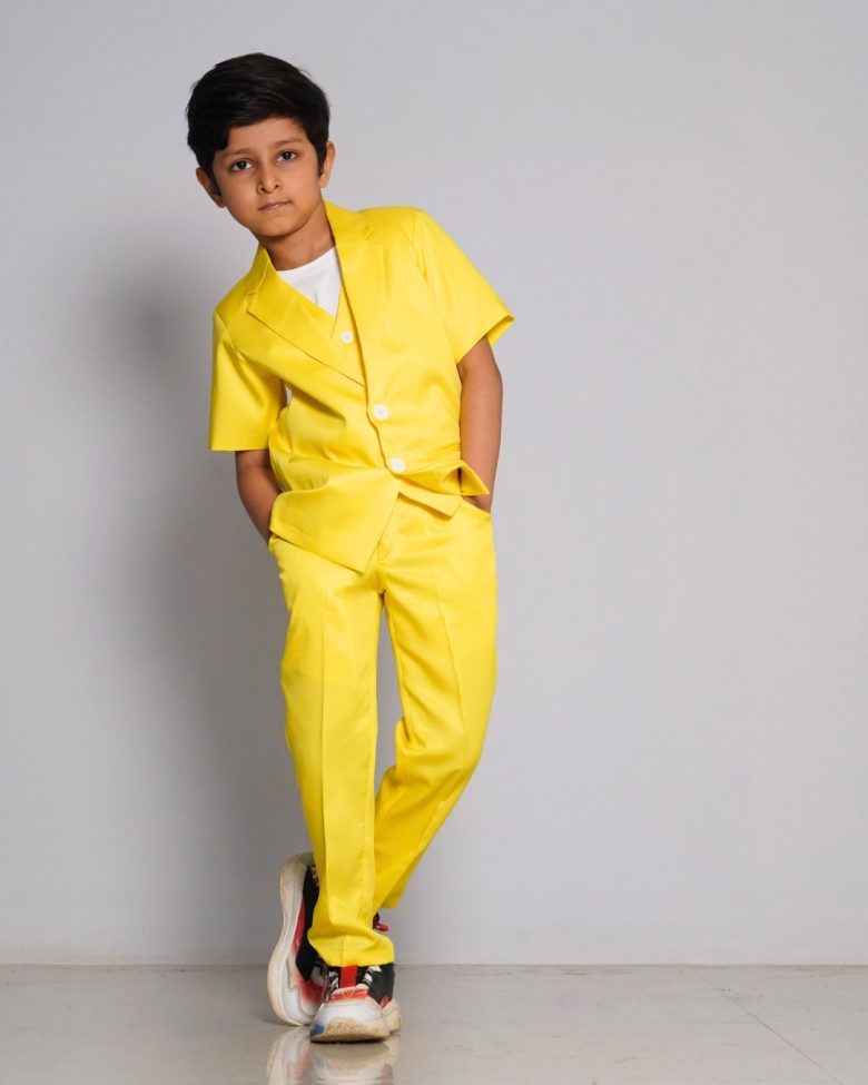 Comfort fit Yellow Kids Suit | Birthday & Party Outfit (2pc set)