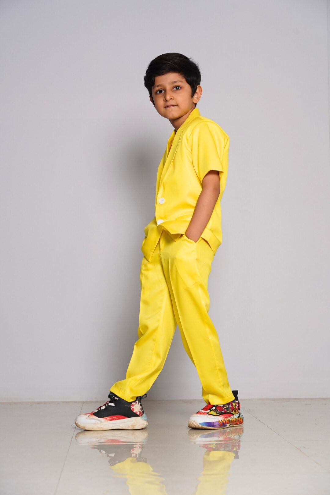 Comfort fit Yellow Kids Suit | Birthday & Party Outfit (2pc set)