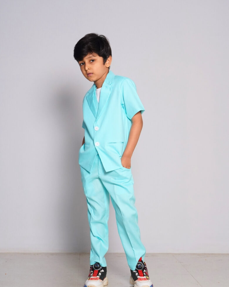 Boys Aqua Blue Kids 2pc Suit set